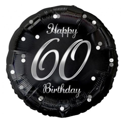 Happy Birthday black-silver 60 fólia lufi 36cm