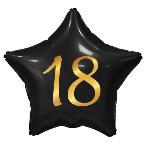Happy Birthday fekete csillag 18 fólia lufi 44cm