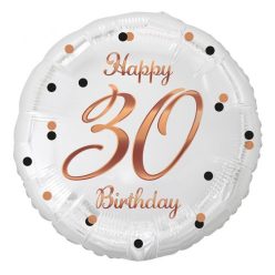 Happy Birthday 30 B&C White fólia lufi 36 cm