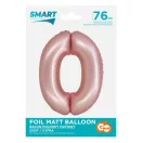 Rózsaszín 0-ás Light Pink Mat szám fólia lufi 76 cm