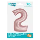Rózsaszín 2-es Light Pink Mat szám fólia lufi 76 cm
