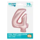 Rózsaszín 4-es Light Pink Mat szám fólia lufi 76 cm