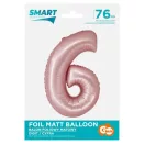 Rózsaszín 6-os Light Pink Mat szám fólia lufi 76 cm
