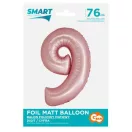 Rózsaszín 9-es Light Pink Mat szám fólia lufi 76 cm