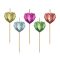 Ljubav Metallic Heart Svijeća u obliku srca za tortu, set svijeća, 5 komada
