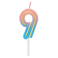 Brojevi Neon Šarena svijeća broj 9, svijeća za tortu