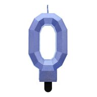   Brojevi Diamond Metallic Plava svjećica s brojem 0, svjećica za tortu