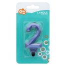 Brojevi Diamond Metallic Plava svijeća broj 2, svijeća za tortu