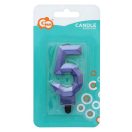 Brojevi Diamond Metallic Plava svjećica s brojem 5, tortna svjećica