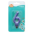 Brojevi Diamond Metallic Plava svijeća u obliku broja 6, svijeća za tortu