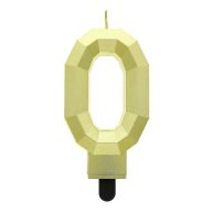   Brojevi Diamond Metallic Zlatna svijeća u obliku broja 0, svijeća za tortu