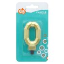 Brojevi Diamond Metallic Zlatna svijeća u obliku broja 0, svijeća za tortu