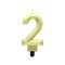 Brojevi Diamond Metallic Zlatna svijeća s brojem 2, svijeća za tortu