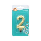 Brojevi Diamond Metallic Zlatna svijeća s brojem 2, svijeća za tortu