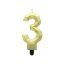 Brojevi Diamond Metallic Zlatna svijeća za tortu s brojem 3