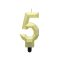 Brojevi Diamond Metallic Zlatna svijeća u obliku broja 5, tortna svijeća