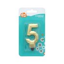 Brojevi Diamond Metallic Zlatna svijeća u obliku broja 5, tortna svijeća