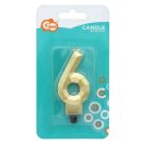 Brojevi Diamond Metallic Zlatna svijeća broj 6, tortna svijeća