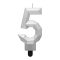 Brojevi Diamond Metallic Srebrna svijeća broj 5 za tortu