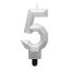 Brojevi Diamond Metallic Srebrna svijeća broj 5 za tortu