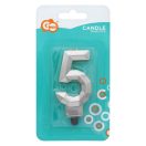 Brojevi Diamond Metallic Srebrna svijeća broj 5 za tortu