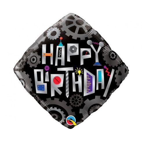Happy Birthday Robot Cogwheels fólia lufi 46cm