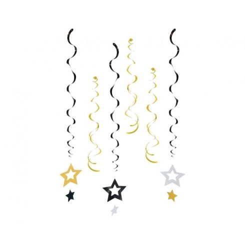 Glitter Stars csillag szalag dekoráció 6 db-os szett