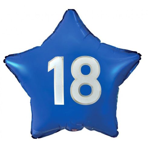 Happy Birthday kék csillag 18 fólia lufi 44cm