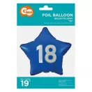 Kék Happy Birthday 18 Blue csillag fólia lufi 44 cm