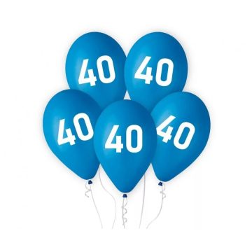 Happy Birthday 40 blue léggömb lufi 5 db-os