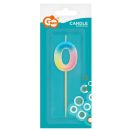 Brojevi Pastel Ombre Šarena mini svijeća sa brojem 0, svijeća za tortu