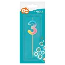 Brojevi Pastel Ombre Šarena mini svijeća s brojem 3, svjećica za tortu