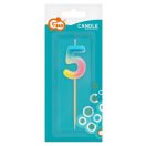 Brojevi Pastel Ombre Šarena mini svijeća s brojem 5, svijeća za tortu