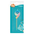 Brojevi Pastel Ombre Šarena mini svijeća za broj 9, svijeća za tortu