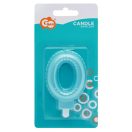 Brojevi Pearly Light Plava svjećica s brojem 0, svijeća za tortu