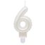 Brojevi Pearly Bijela svijeća u obliku broja 6, tortna svijeća