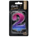 Brojevi Night Sky Metallic Šarena svjećica s brojem 2, svjećica za tortu