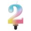 Brojevi Pastel Ombre Šarena svjećica u obliku broja 2, tortna svjećica