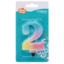 Brojevi Pastel Ombre Šarena svjećica u obliku broja 2, tortna svjećica