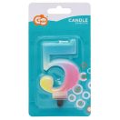 Brojevi Pastel Ombre Šarena svjećica u obliku broja 5, tortna svjećica