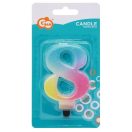 Brojevi Pastel Ombre Šarena svijeća s brojem 8, svijeća za tortu