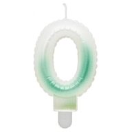 Brojevi Ombre Bijelo-Zelena svijeća za tortu broj 0