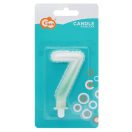 Brojevi Ombre Bijelo-Zelena svjećica u obliku broja 7, svjećica za tortu