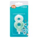 Brojevi Ombre Bijelo-Zelena svjećica broj 8, torta svjećica