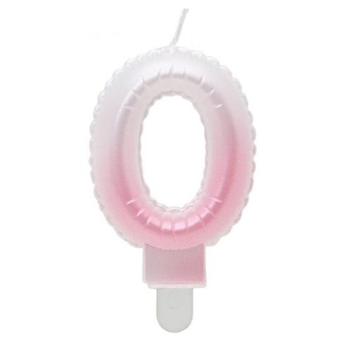 White-Pink Ombre fehér-rózsaszín számgyertya tortagyertya 0-ás