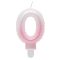 Brojevi Ombre Bijelo-ružičasta svjećica u obliku broja 0, svjećica za tortu