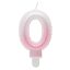 Brojevi Ombre Bijelo-ružičasta svjećica u obliku broja 0, svjećica za tortu
