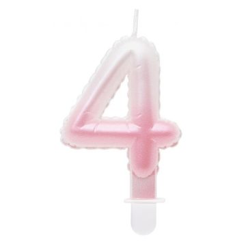   White-Pink Ombre fehér-rózsaszín számgyertya tortagyertya 4-es