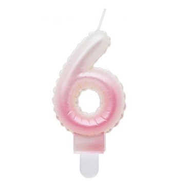   White-Pink Ombre fehér-rózsaszín számgyertya tortagyertya 6-os