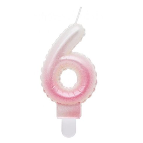White-Pink Ombre fehér-rózsaszín számgyertya tortagyertya 6-os